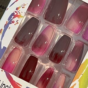 Pink and Red Press-On Nails